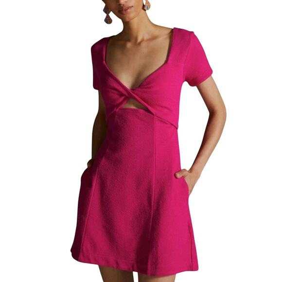 Maeve Dresses & Skirts - Anthropologie Maeve Dress Small Pink Twist Cutout Open Back Fit Flare $140 NWT